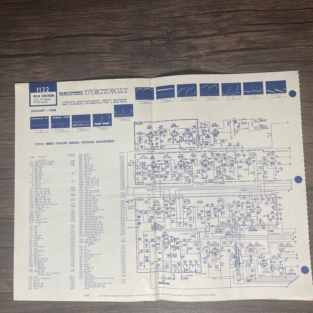 Tekfax Television Circuit Diagram RCA Victor TV Art 1968 Electronic Tech